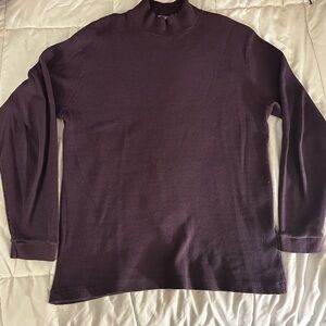 Vintage L.L. Bean Men's Deep Purple Cotton Mockneck